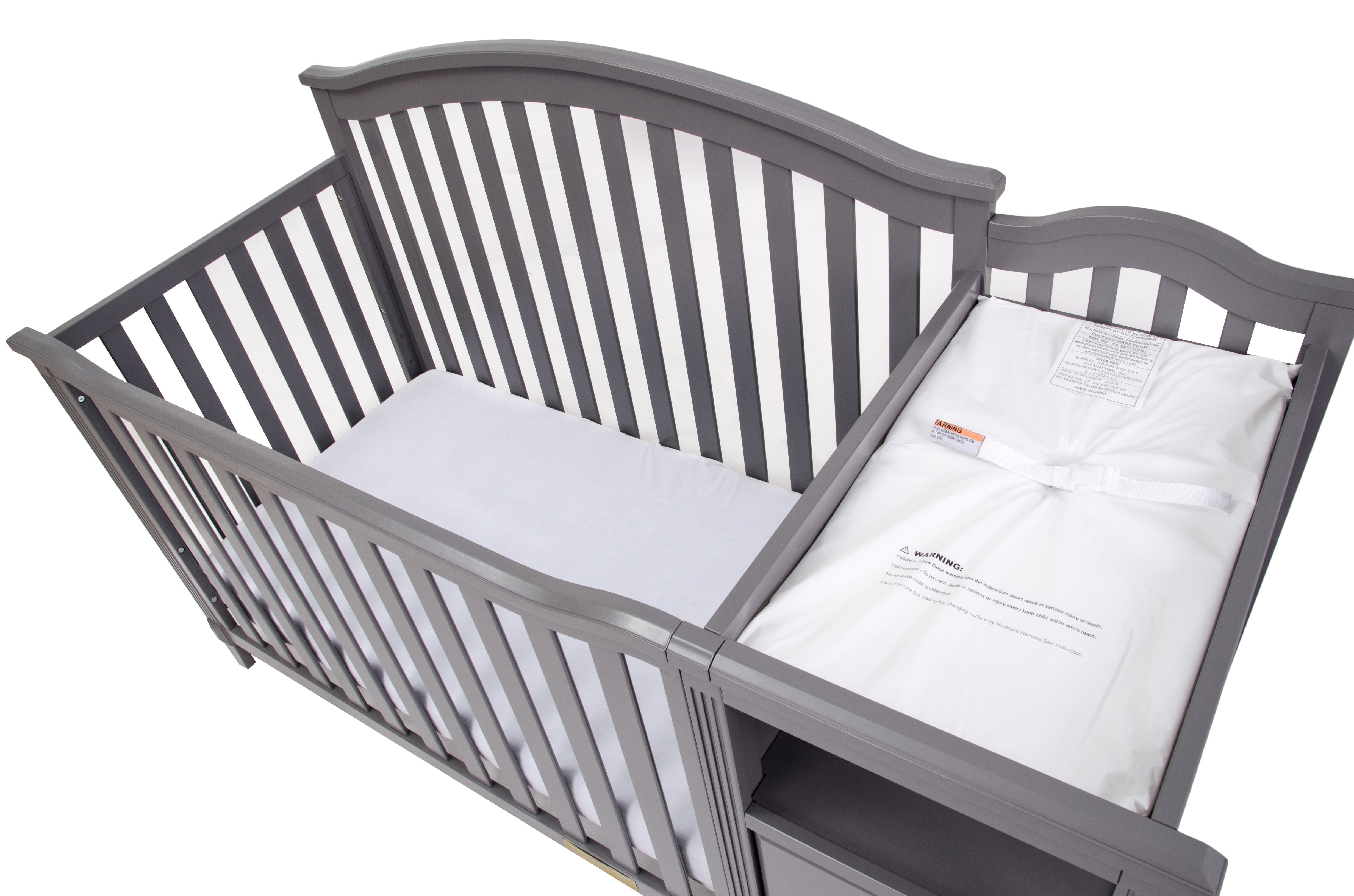 AFG Baby Furniture Athena Kali 4-in-1 Crib and Changer in Gray