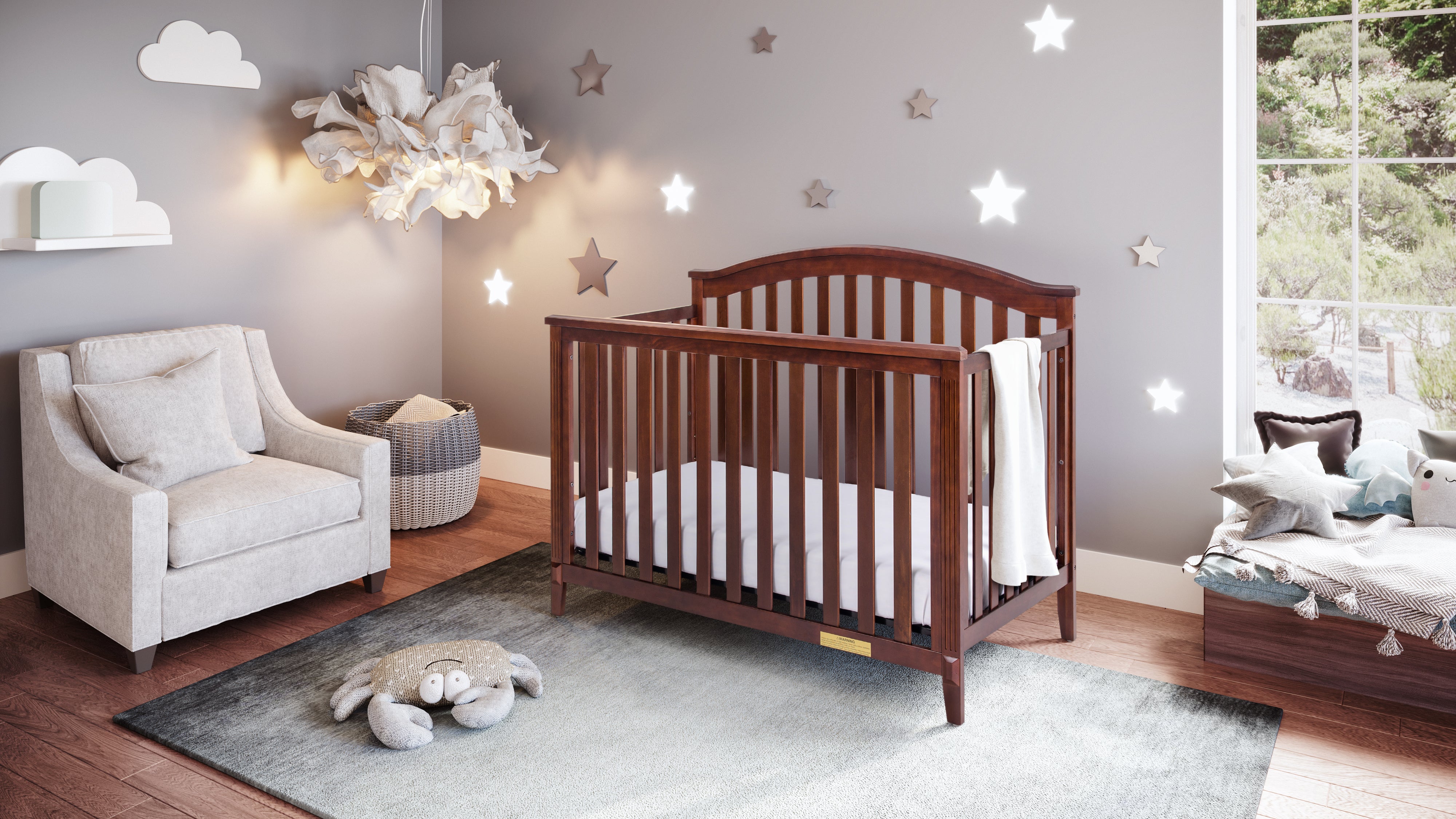 AFG Baby Furniture Kali II 4-in-1 Convertible Crib in Grey