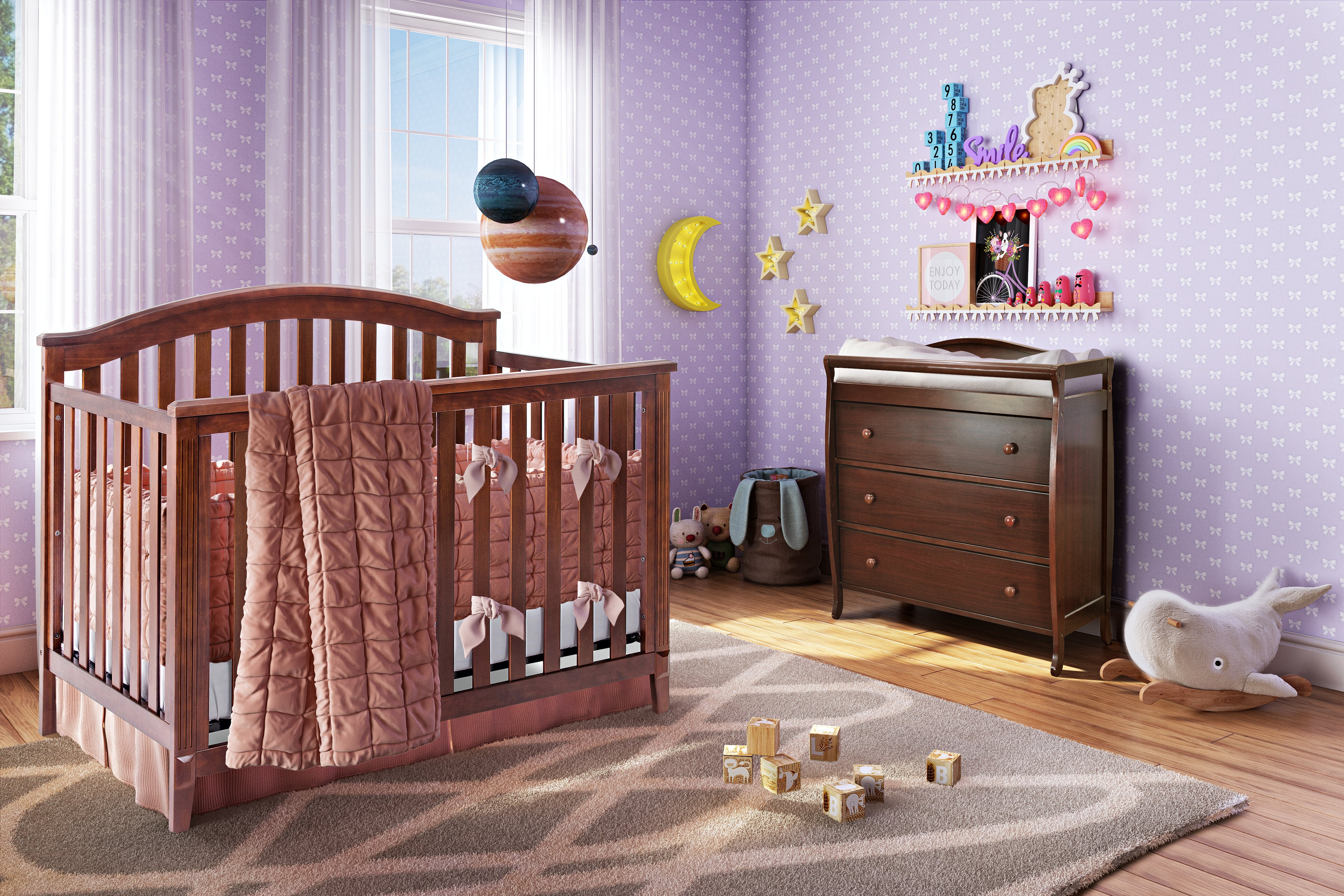 AFG Baby Kali II 4-in-1 Convertible Crib and Grace I 3-Drawer Changer in Espresso