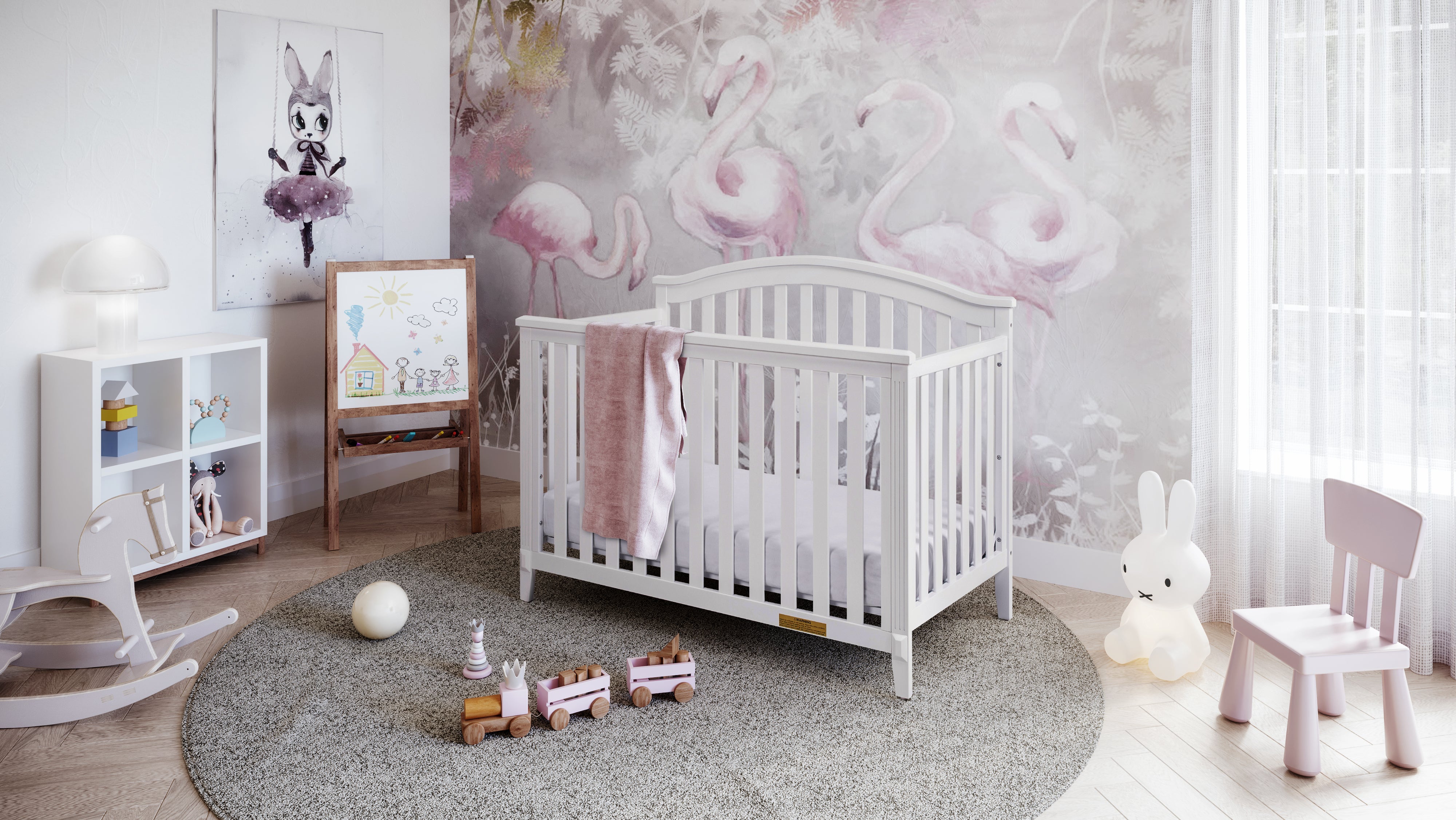 AFG Baby Kali II 4-in-1 Convertible Crib with Amber 2-Drawer Changer in White