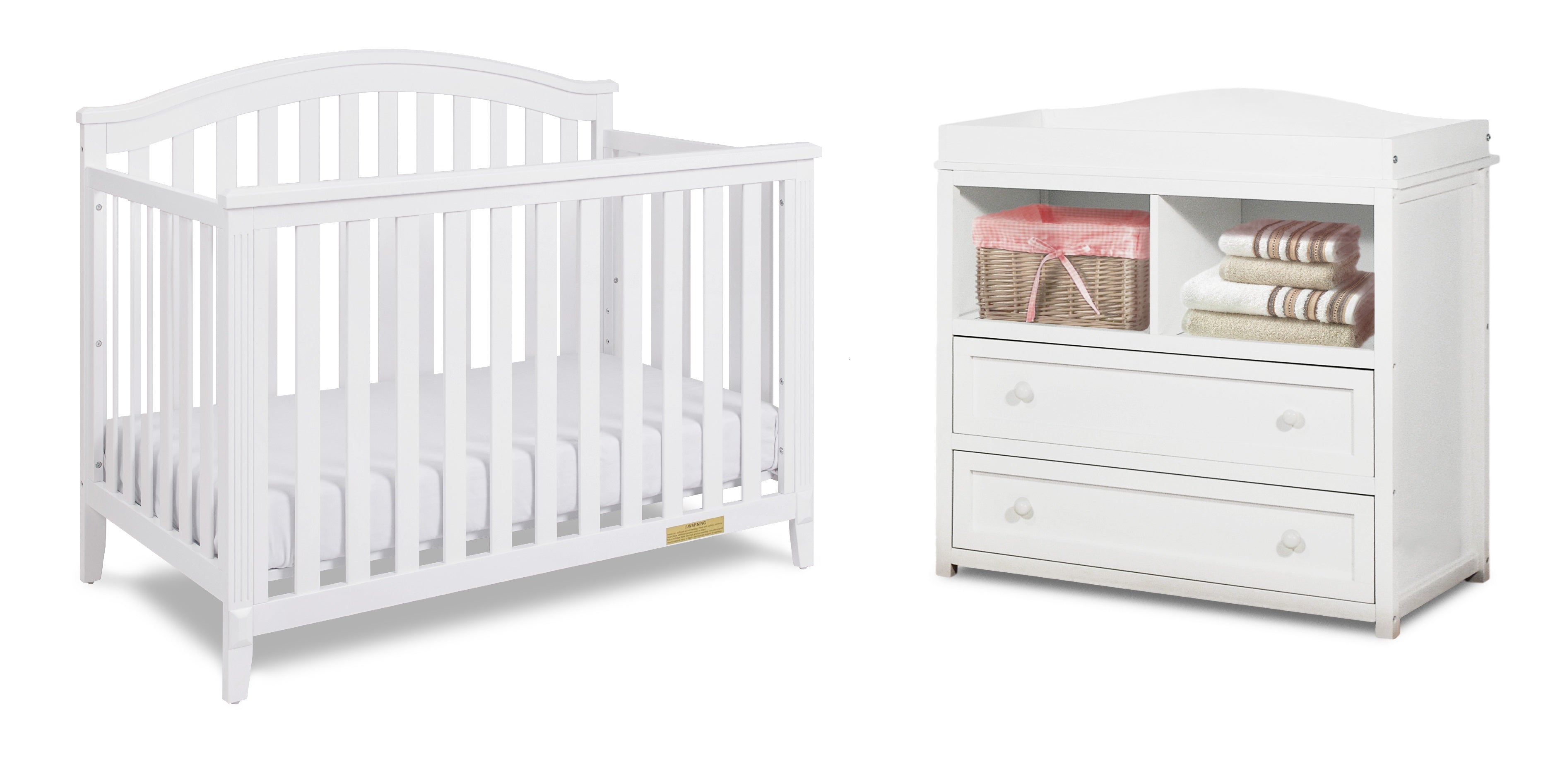AFG Baby Kali II 4-in-1 Convertible Crib with Leila 2-Drawer Changer in White
