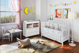AFG Baby Kali II 4-in-1 Convertible Crib with Leila 2-Drawer Changer in White