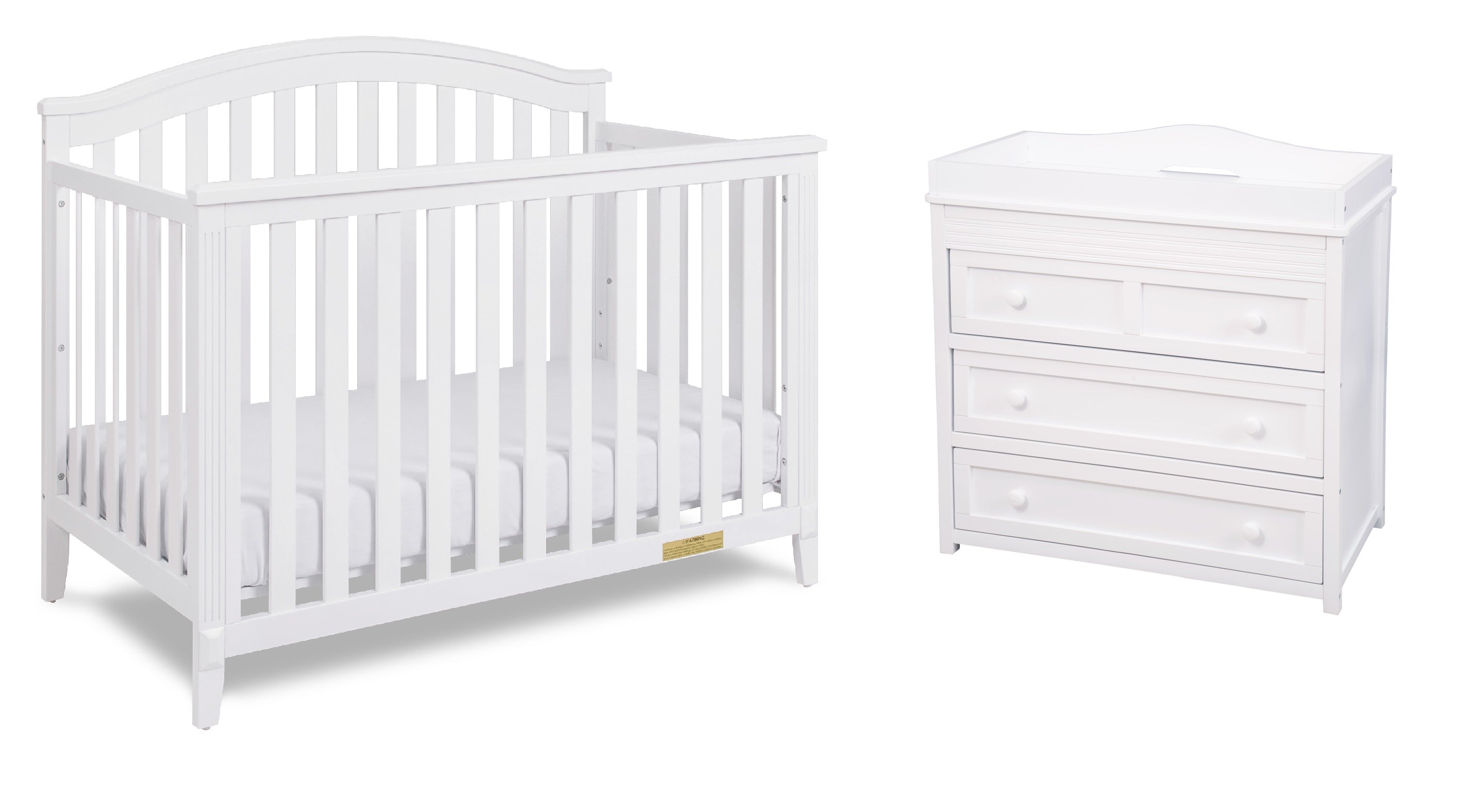 AFG Baby Kali II 4-in-1 Convertible Crib with Leila II 3-Drawer Changer in White