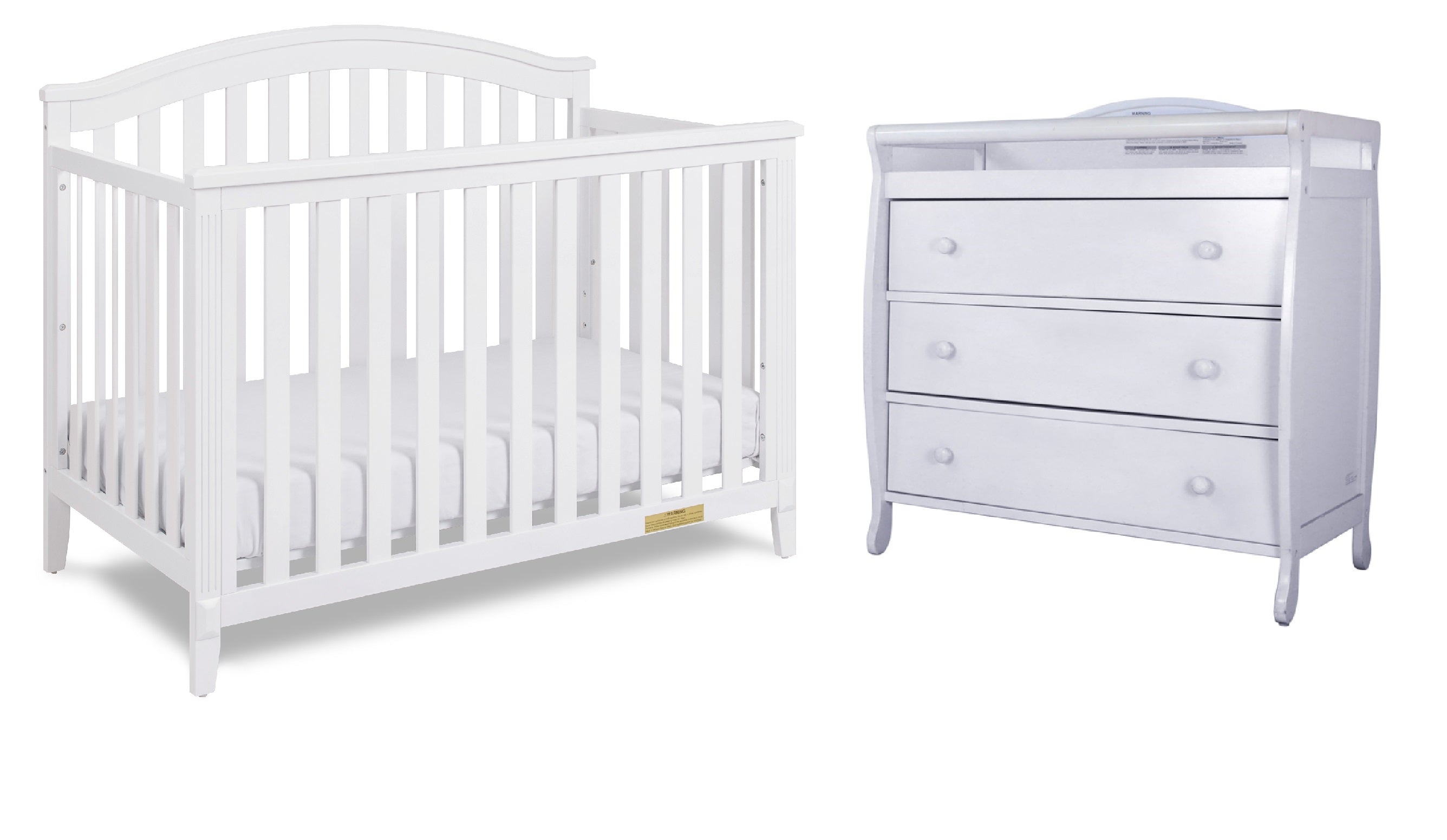 AFG Baby Kali II 4-in-1 Convertible Crib with Leila II 3-Drawer Changer in White