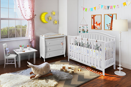 AFG Baby Kali II 4-in-1 Convertible Crib with Grace 3-Drawer Changer in White