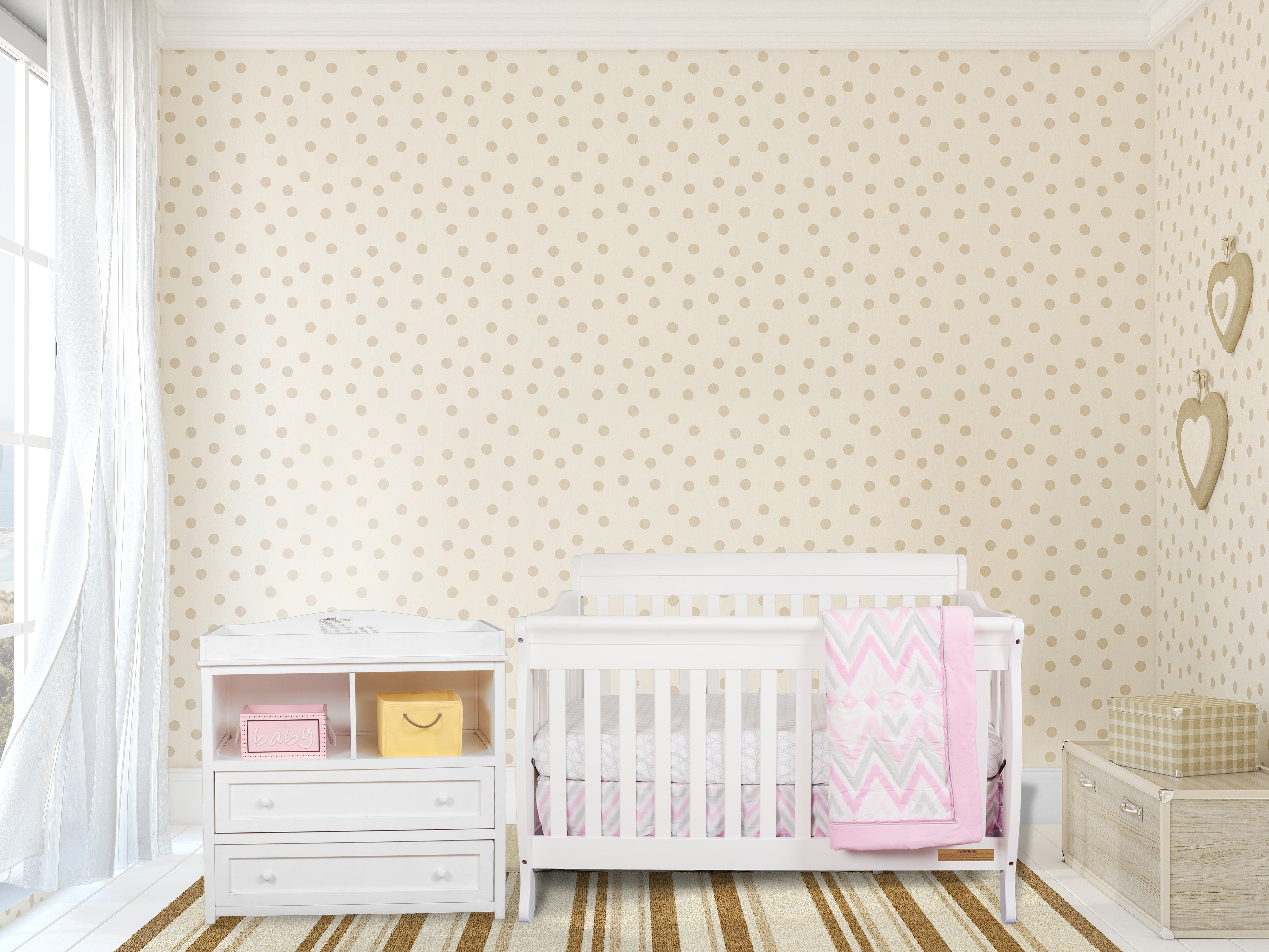 AFG Baby Alice 4-in-1 Convertible Crib with Leila 2-Drawer Changer in White