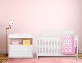 AFG Baby Alice 4-in-1 Convertible Crib with Leila 2-Drawer Changer in White