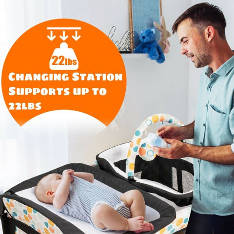 Image of Costway 4-in-1 Convertible Portable Baby Playard with Changing Station