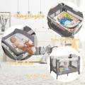 Costway 3-in-1 Convertible Portable Baby Playard with Music Box, Wheel and Brakes