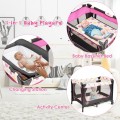 Image of Costway 3-in-1 Convertible Portable Baby Playard with Music Box, Wheel and Brakes