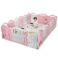Costway 18-Panel Baby Playpen with Music Box & Basketball Hoop