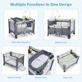 Image of Costway 5 in 1 Baby Nursery Center Foldable Toddler Bedside Crib with Music Box