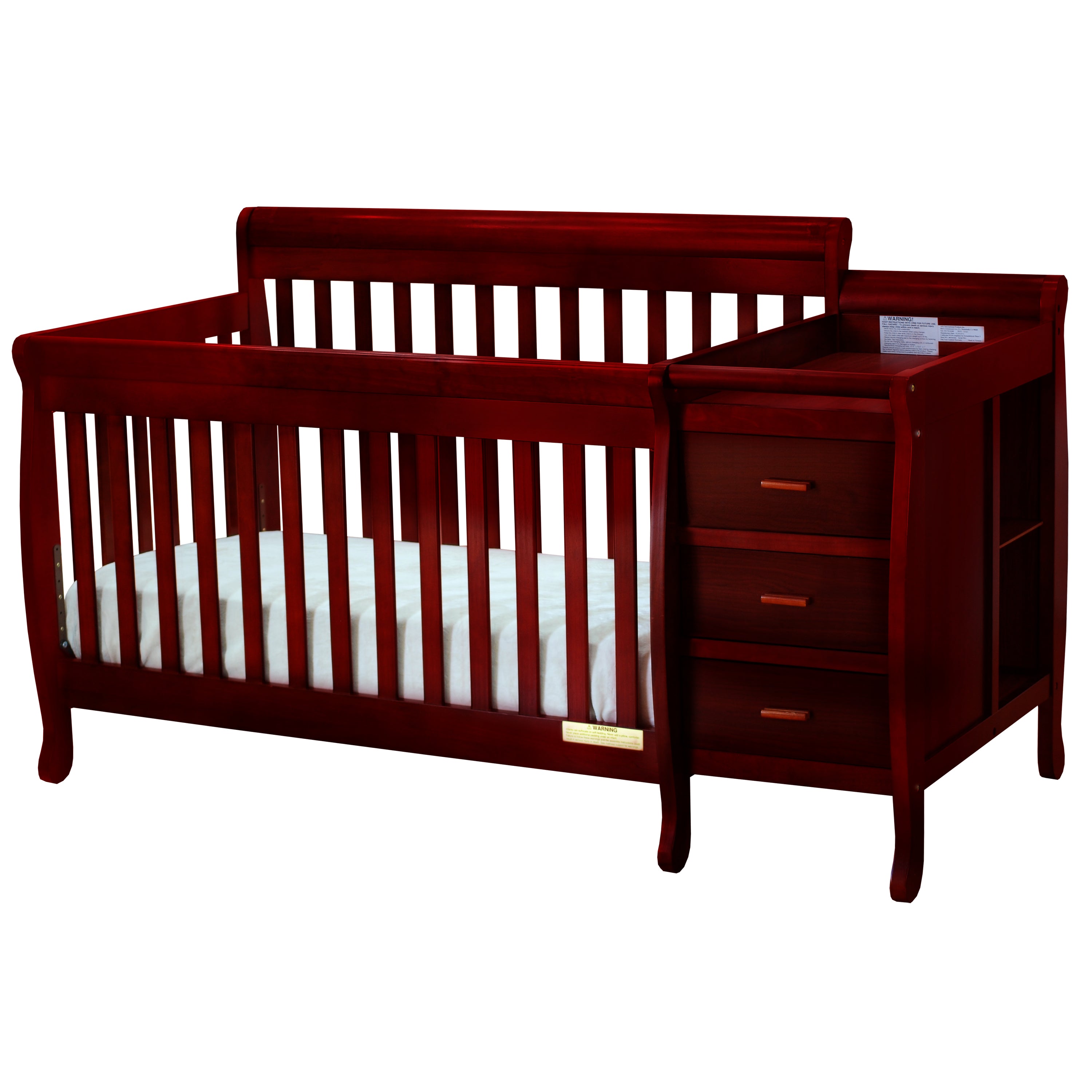 AFG Baby Furniture Kimberly 3-in-1 Baby Convertible Crib with Changer in Cherry