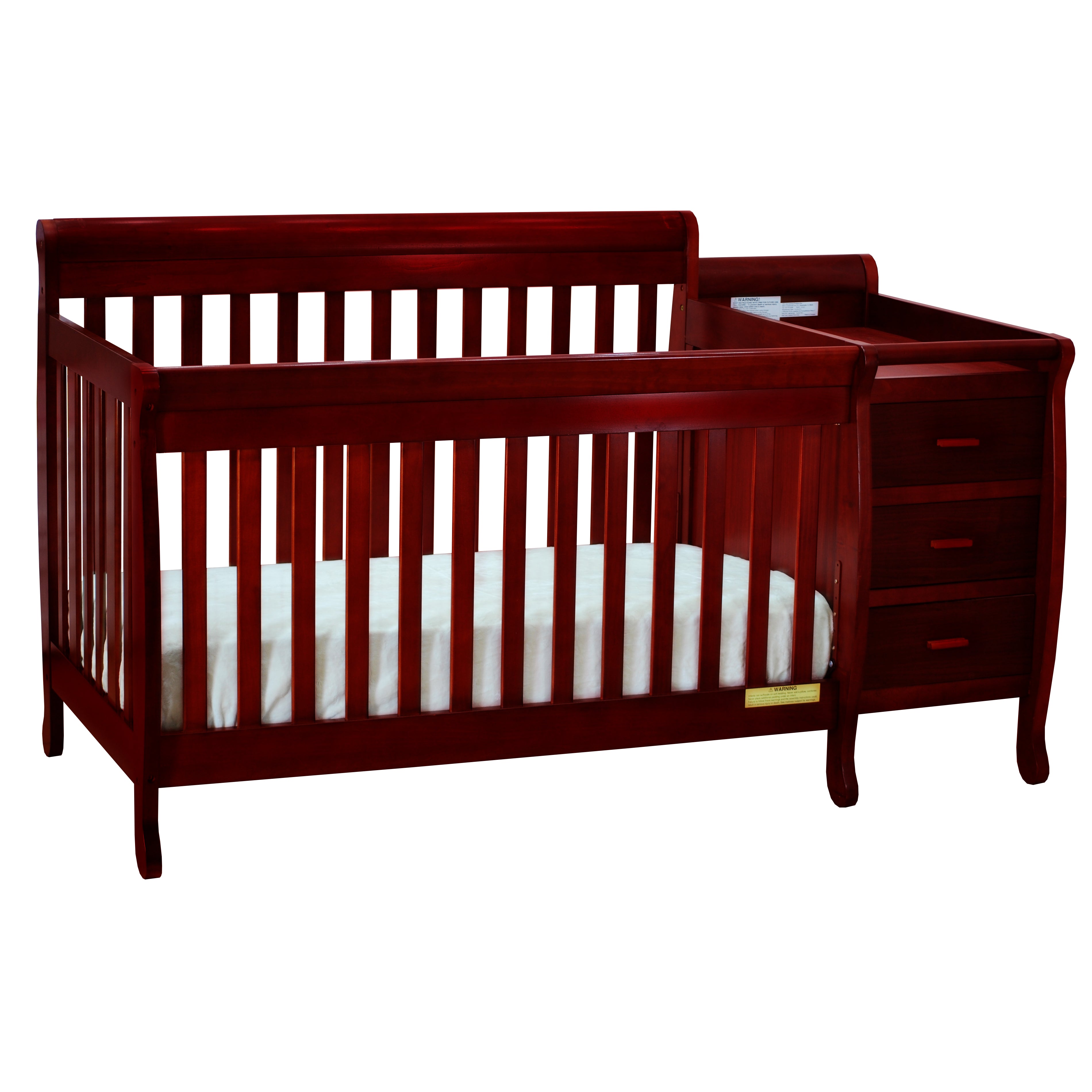 AFG Baby Furniture Kimberly 3-in-1 Baby Convertible Crib with Changer in Cherry