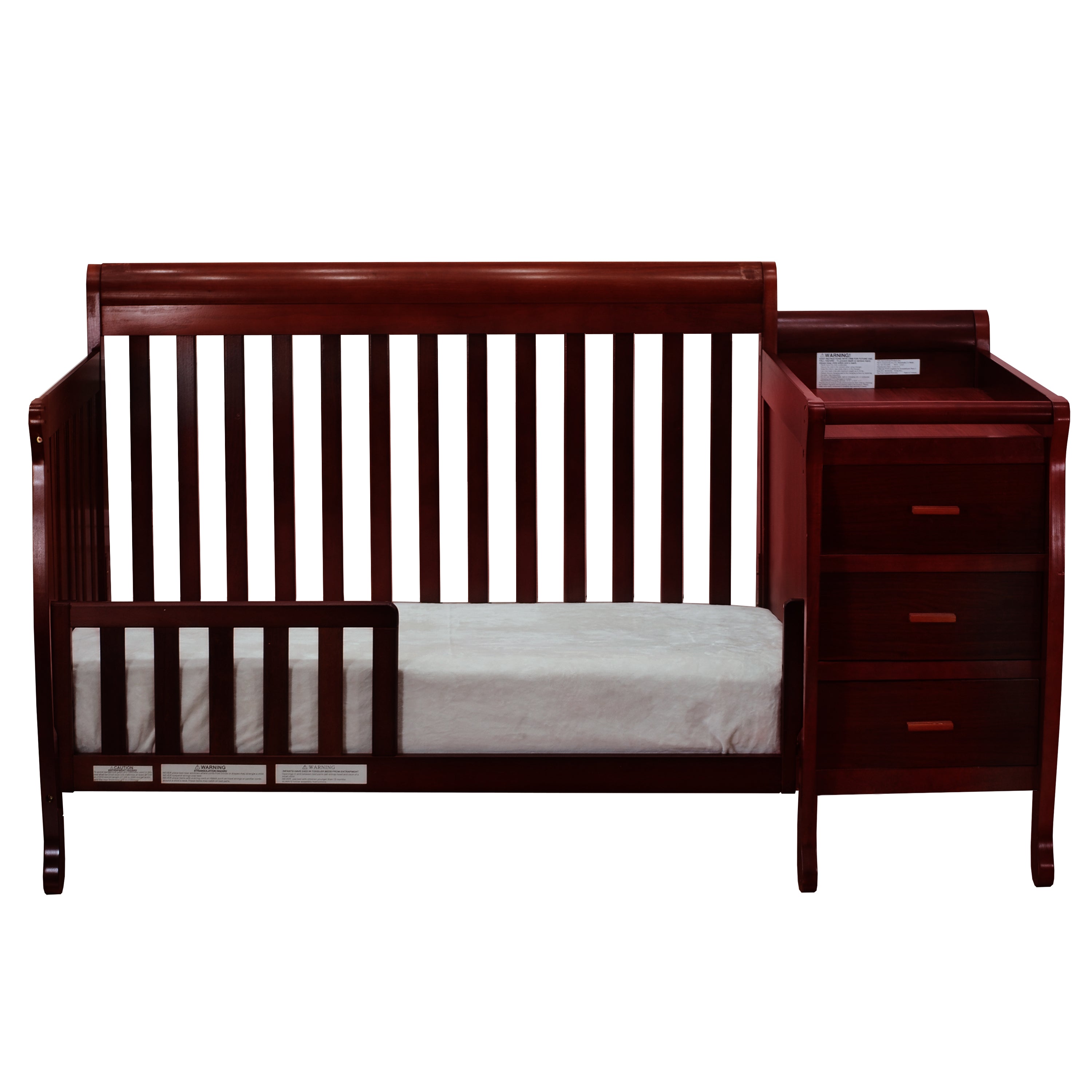 AFG Baby Furniture Kimberly 3-in-1 Baby Convertible Crib with Changer in Cherry