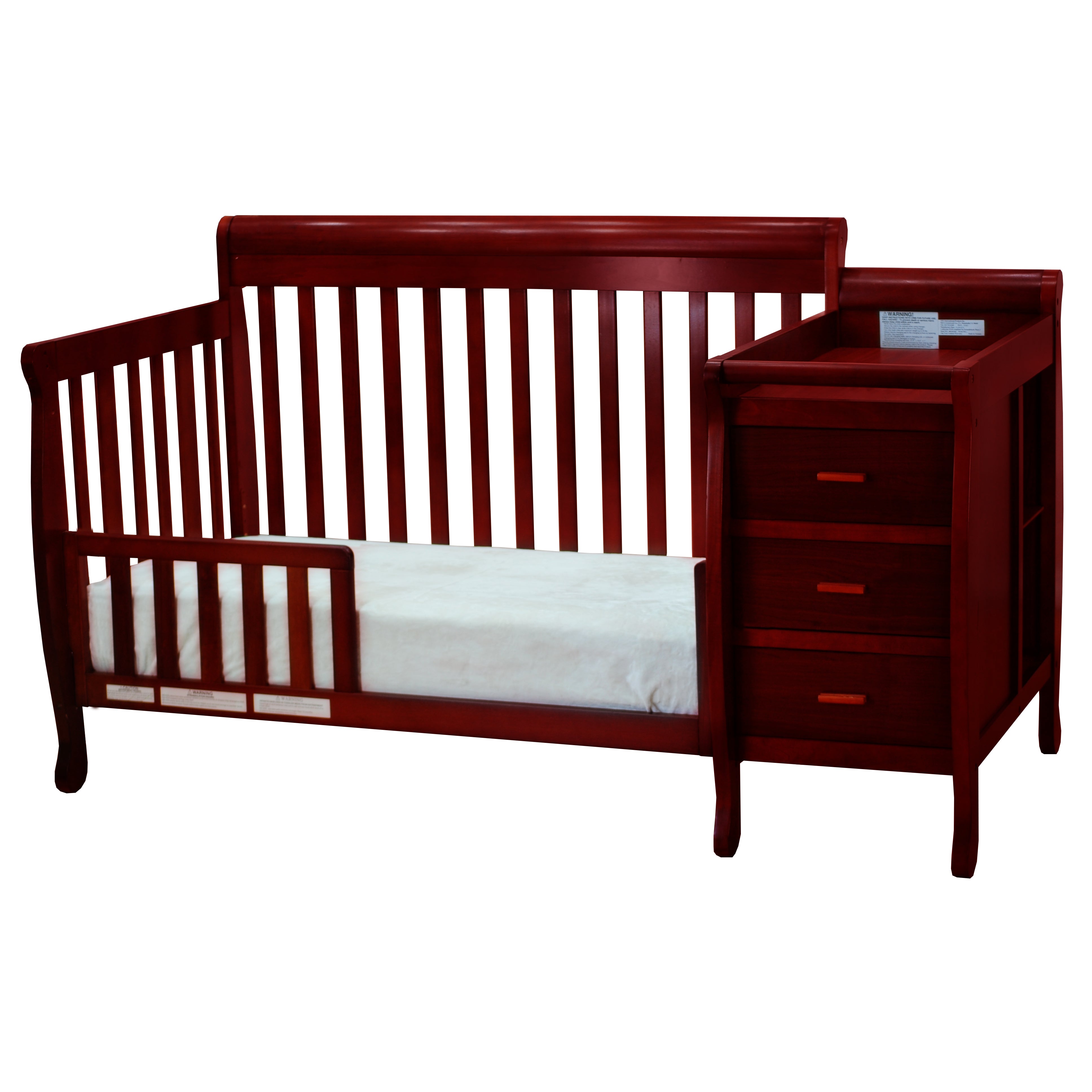 AFG Baby Furniture Kimberly 3-in-1 Baby Convertible Crib with Changer in Cherry