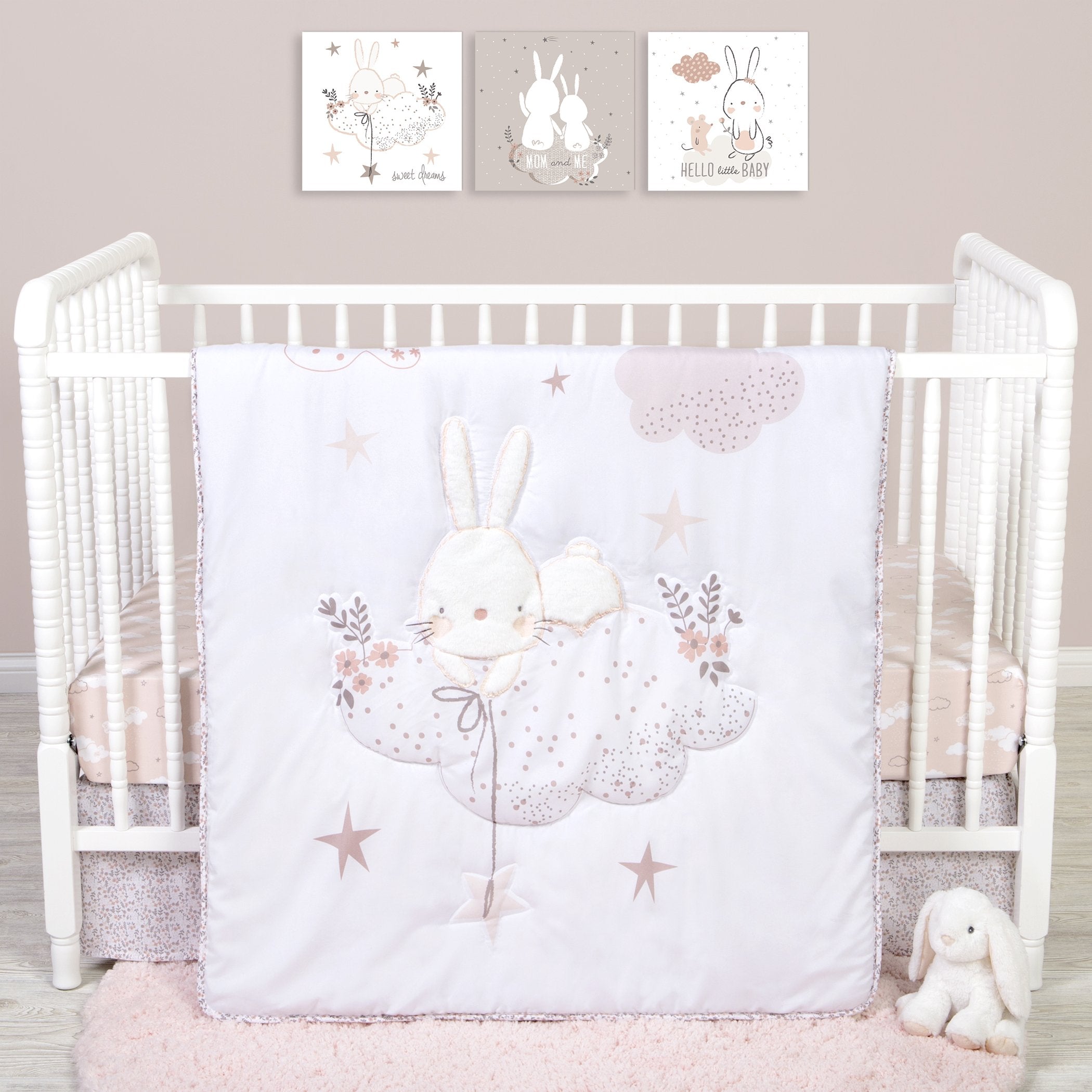 Sammy and Lou Cottontail Cloud 4 Piece Crib Bedding Set