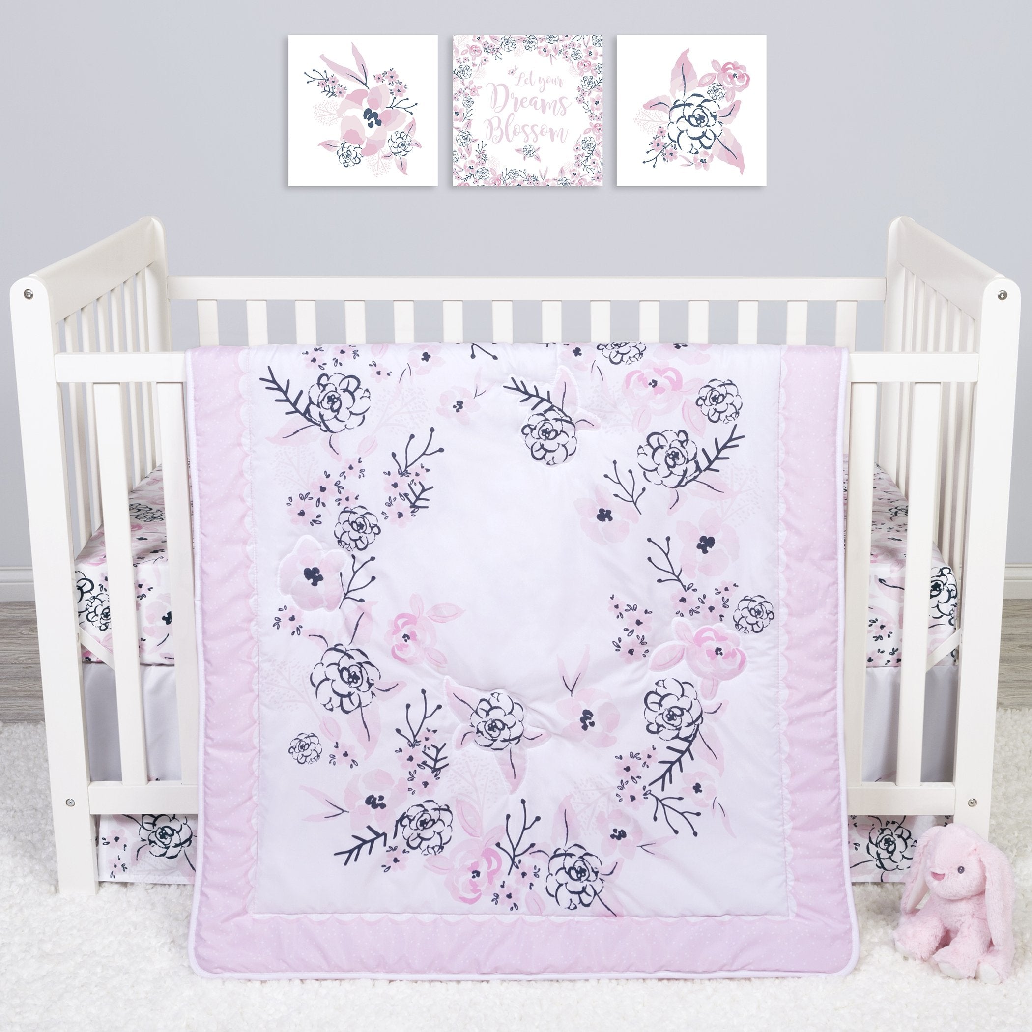 Sammy and Lou Simply Floral 4 Piece Crib Bedding Set