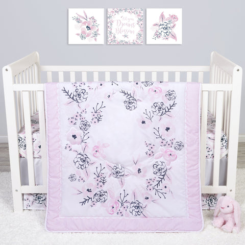 Image of Sammy and Lou Simply Floral 4 Piece Crib Bedding Set