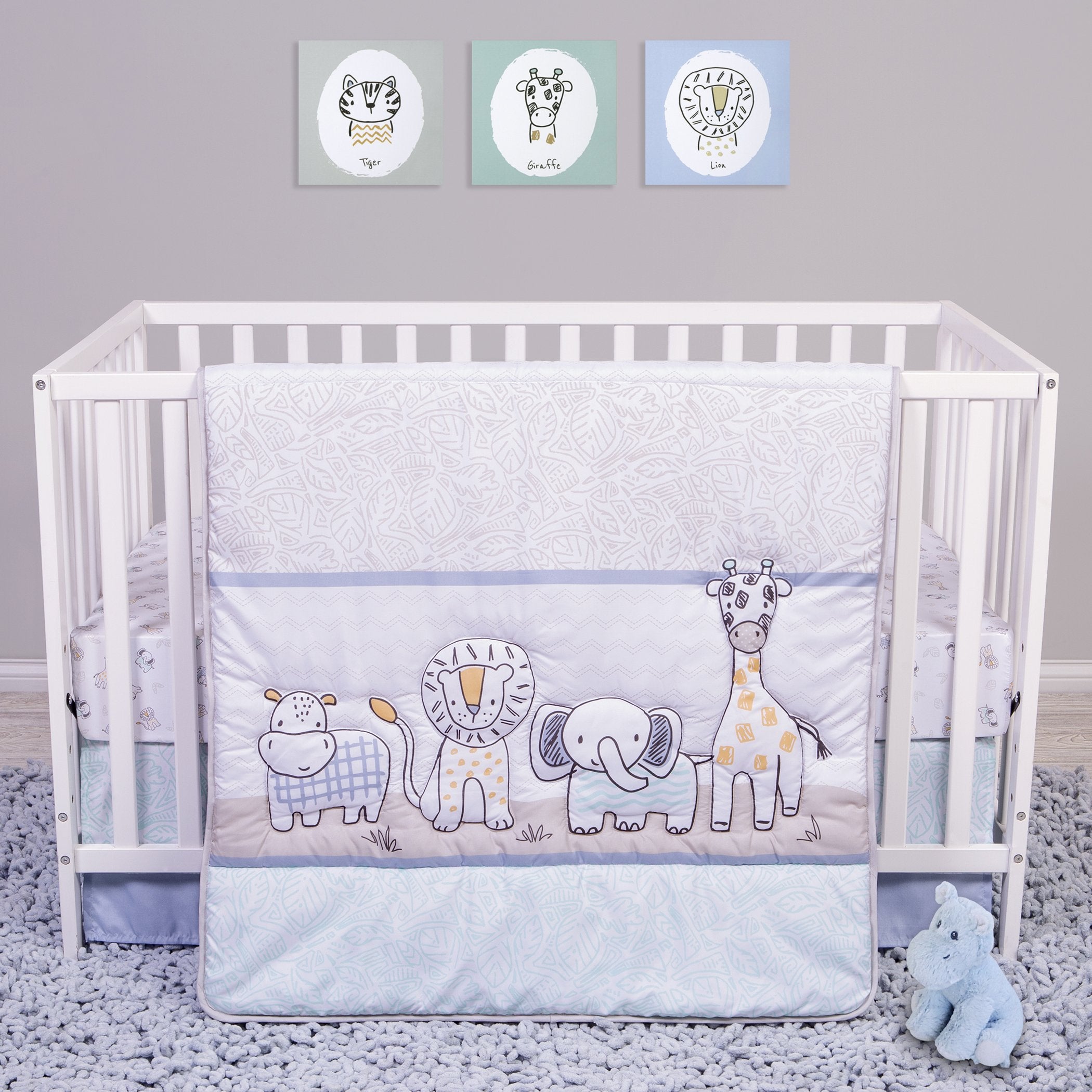 Sammy and Lou Safari Yearbook 4 Piece Crib Bedding Set