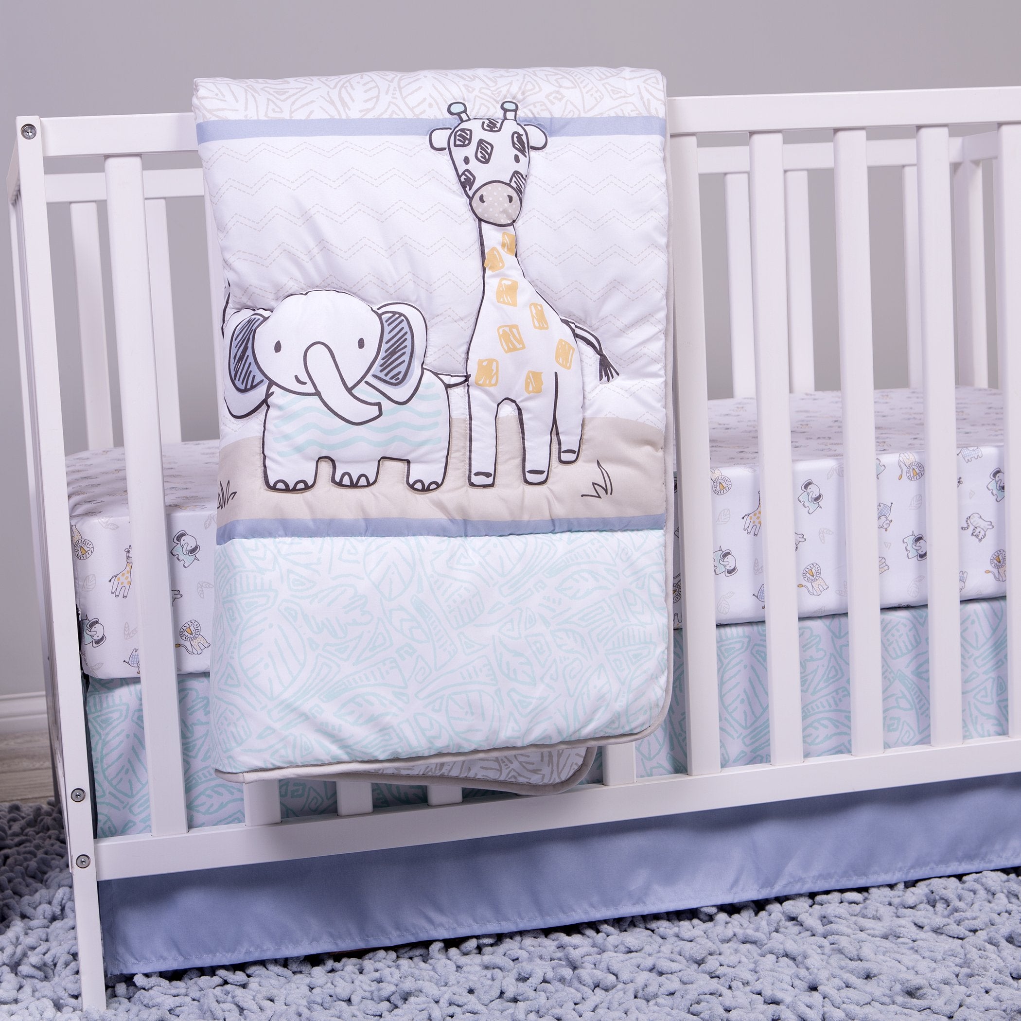 Sammy and Lou Safari Yearbook 4 Piece Crib Bedding Set