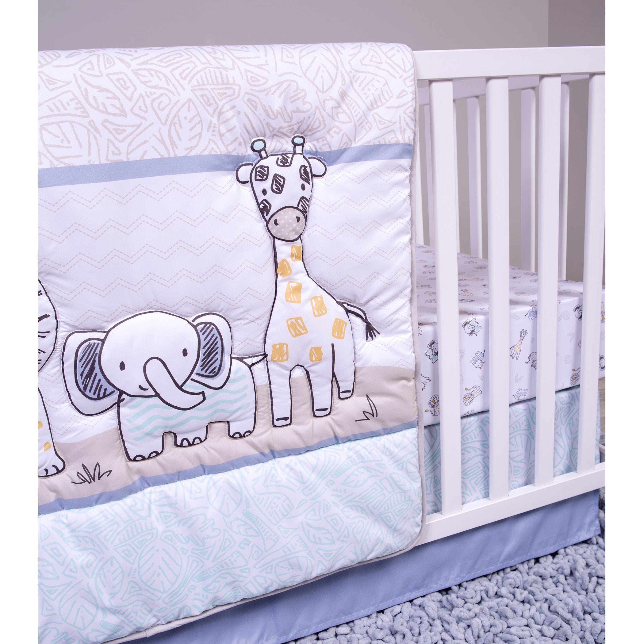 Sammy and Lou Safari Yearbook 4 Piece Crib Bedding Set