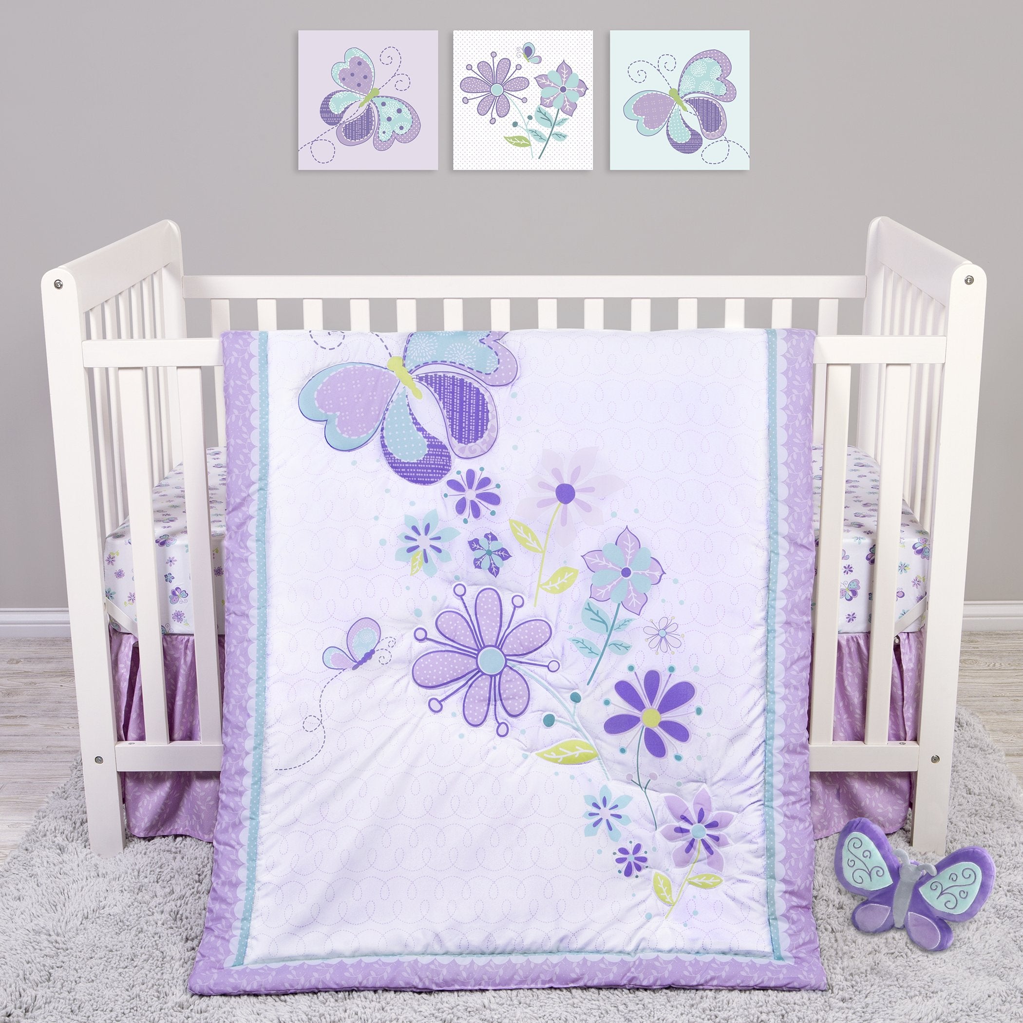 Sammy and Lou Butterfly Meadow 4 Piece Crib Bedding Set