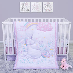 Sammy and Lou Sweet Unicorn 4 Piece Crib Bedding Set