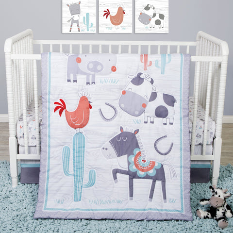 Image of Sammy and Lou Farmstead Friends 4 Piece Crib Bedding Set