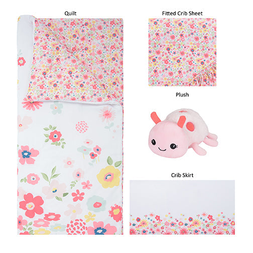 Sammy and Lou Floral Sprinkles 4 Piece Crib Bedding Set