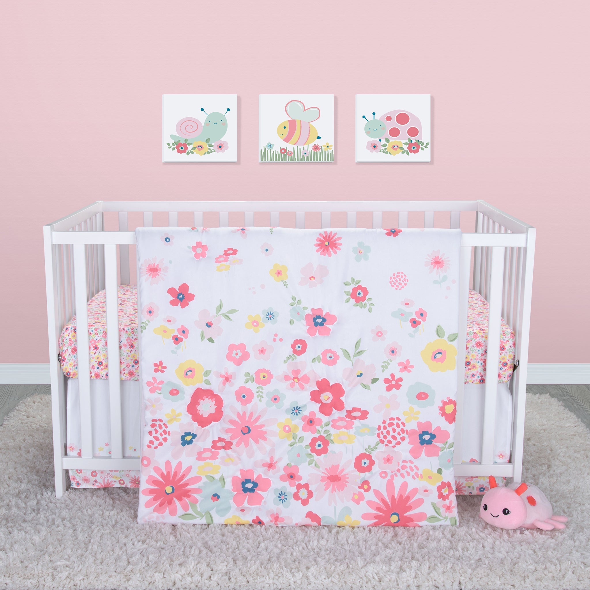 Sammy and Lou Floral Sprinkles 4 Piece Crib Bedding Set