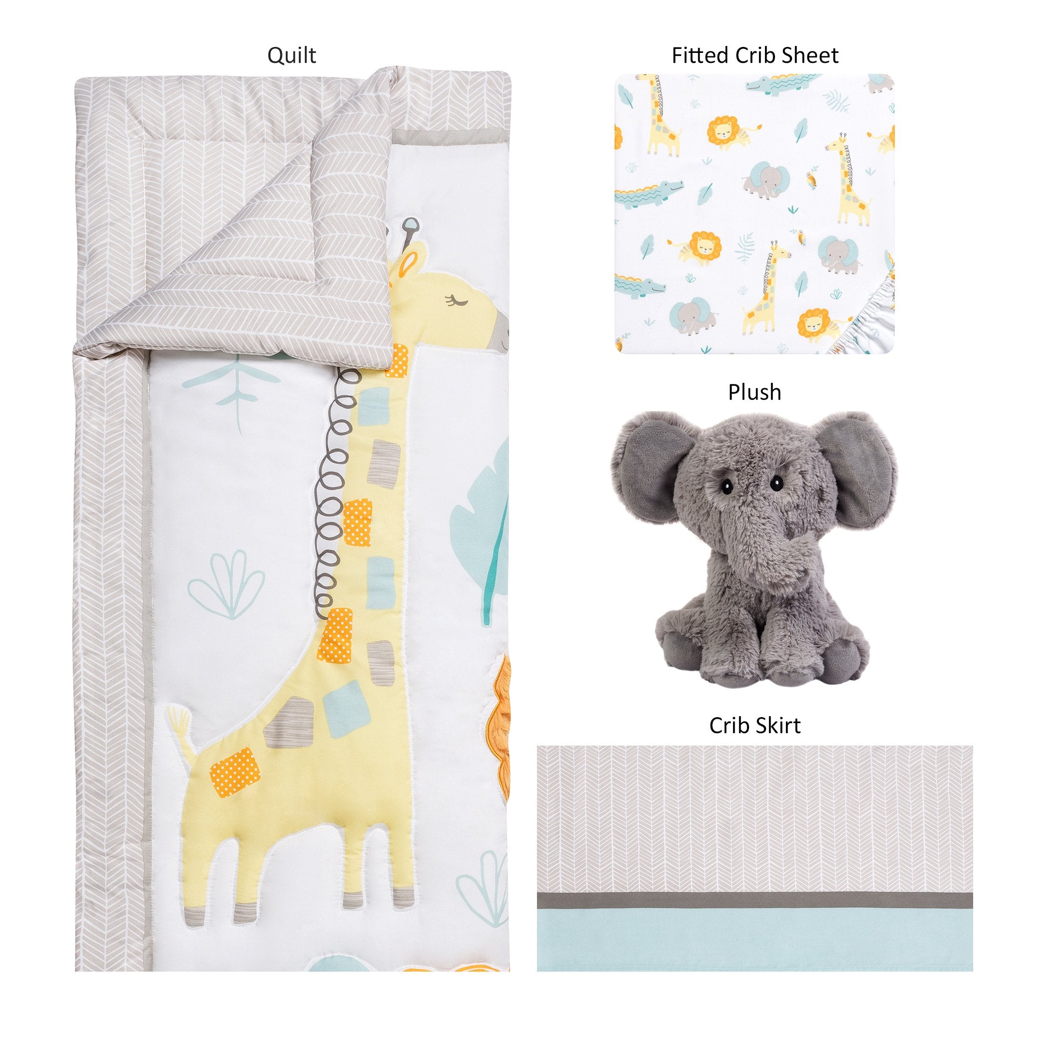 Sammy and Lou Jungle Pals 4 Piece Crib Bedding Set