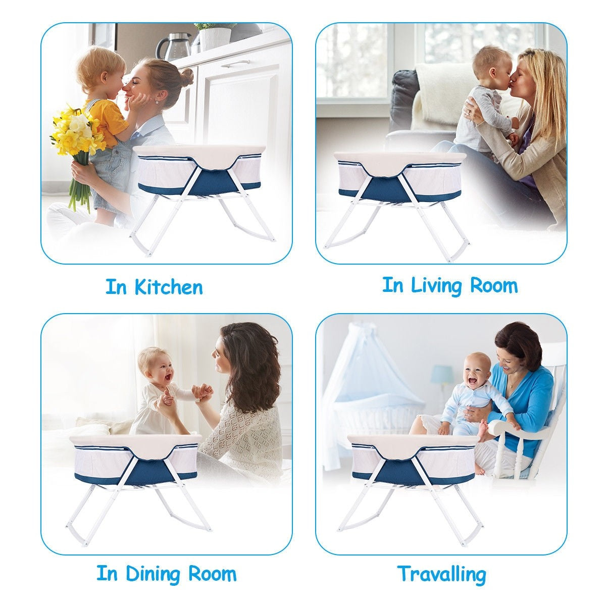 Portable Foldable Rocking Bassinet for Newborn