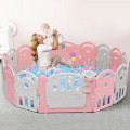 Image of Costway 16-Panel Baby Playpen with Music Box & Basketball Hoop