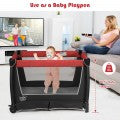 Costway 4-in-1 Convertible Portable Baby Play yard with Toys and Music Player