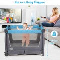 Image of Costway 4-in-1 Convertible Portable Baby Play yard with Toys and Music Player