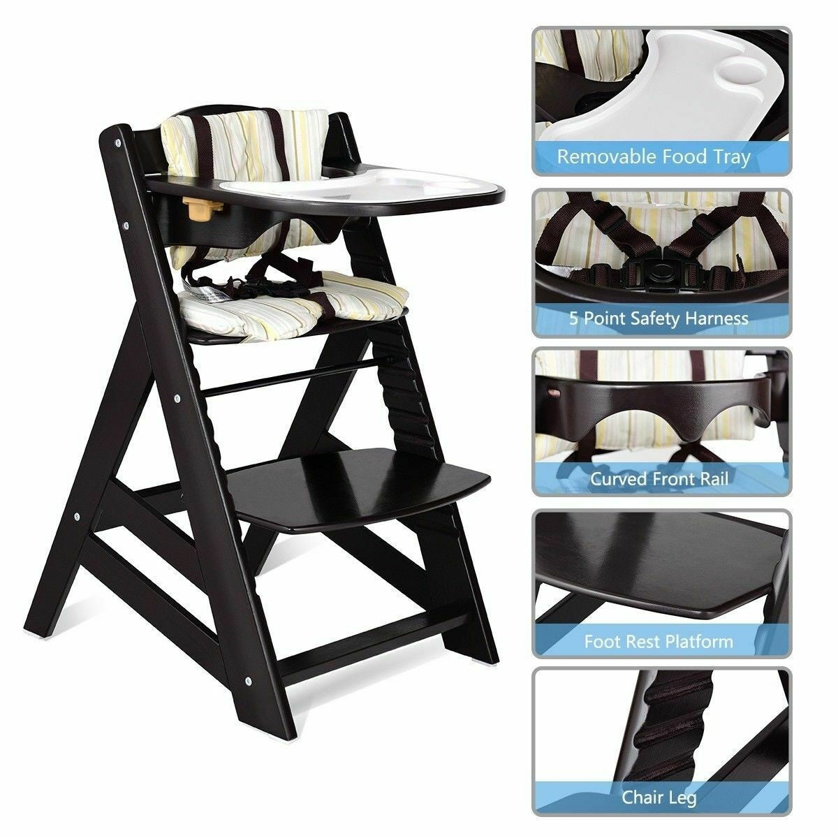 Costway Adjustable  Baby High Chair with Removable Tray