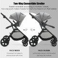 Image of Costway Foldable High Landscape Baby Stroller with Reversible Reclining Seat