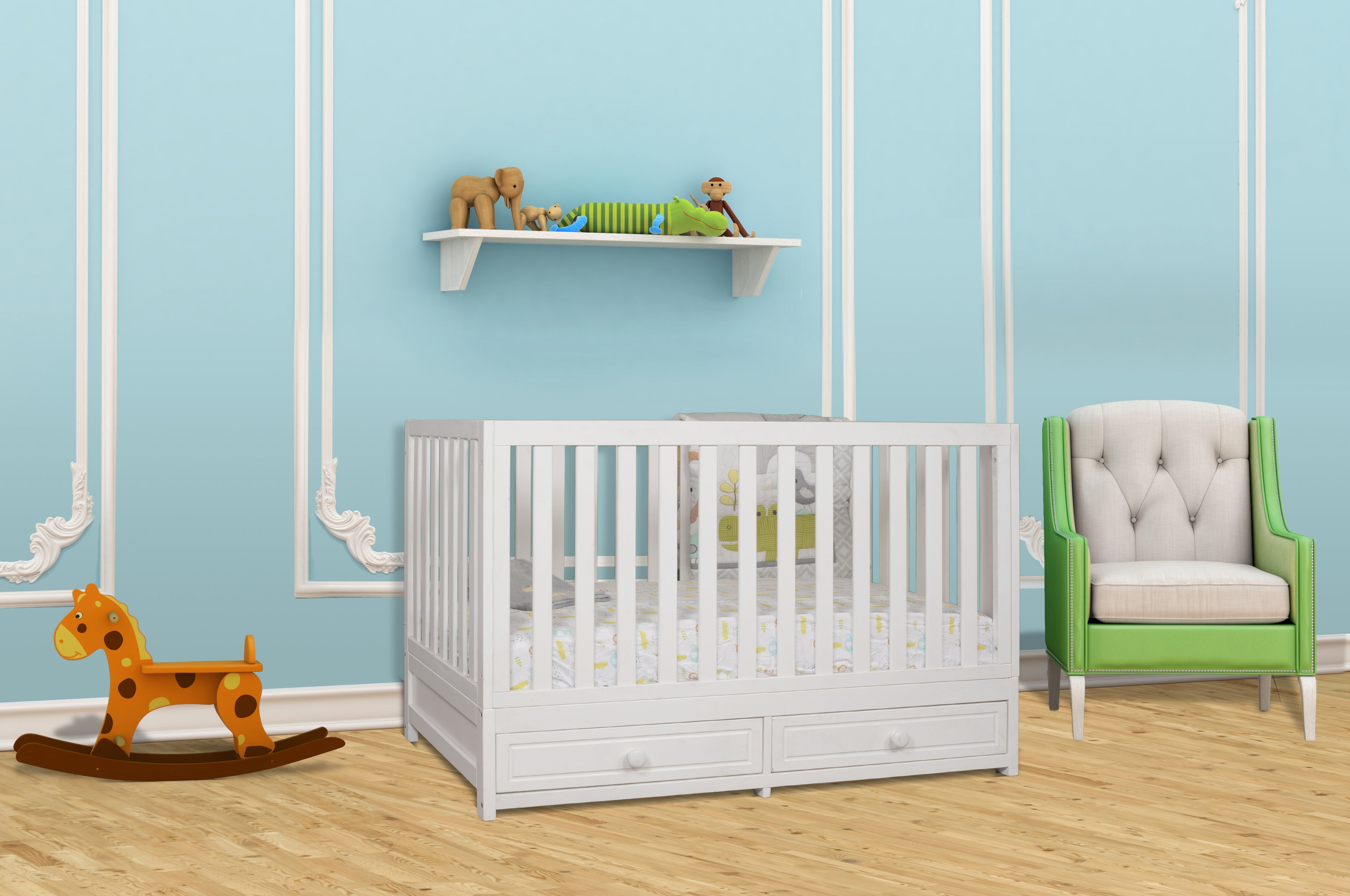 AFG Baby MILA 3-in-1 Convertible Crib in White