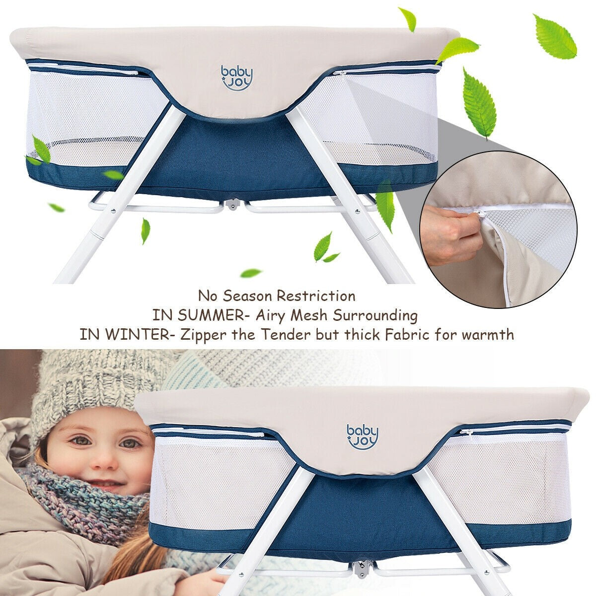 Portable Foldable Rocking Bassinet for Newborn