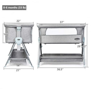 Costway Adjustable Baby Bedside Crib with Large Storage