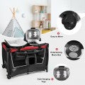 Costway 4-in-1 Convertible Portable Baby Play yard with Toys and Music Player