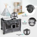 Image of Costway 4-in-1 Convertible Portable Baby Play yard with Toys and Music Player