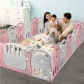 Costway 18-Panel Baby Playpen with Music Box & Basketball Hoop