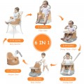 Image of Costway 6-in-1 Convertible Baby Booster Seat with Tray Wheels