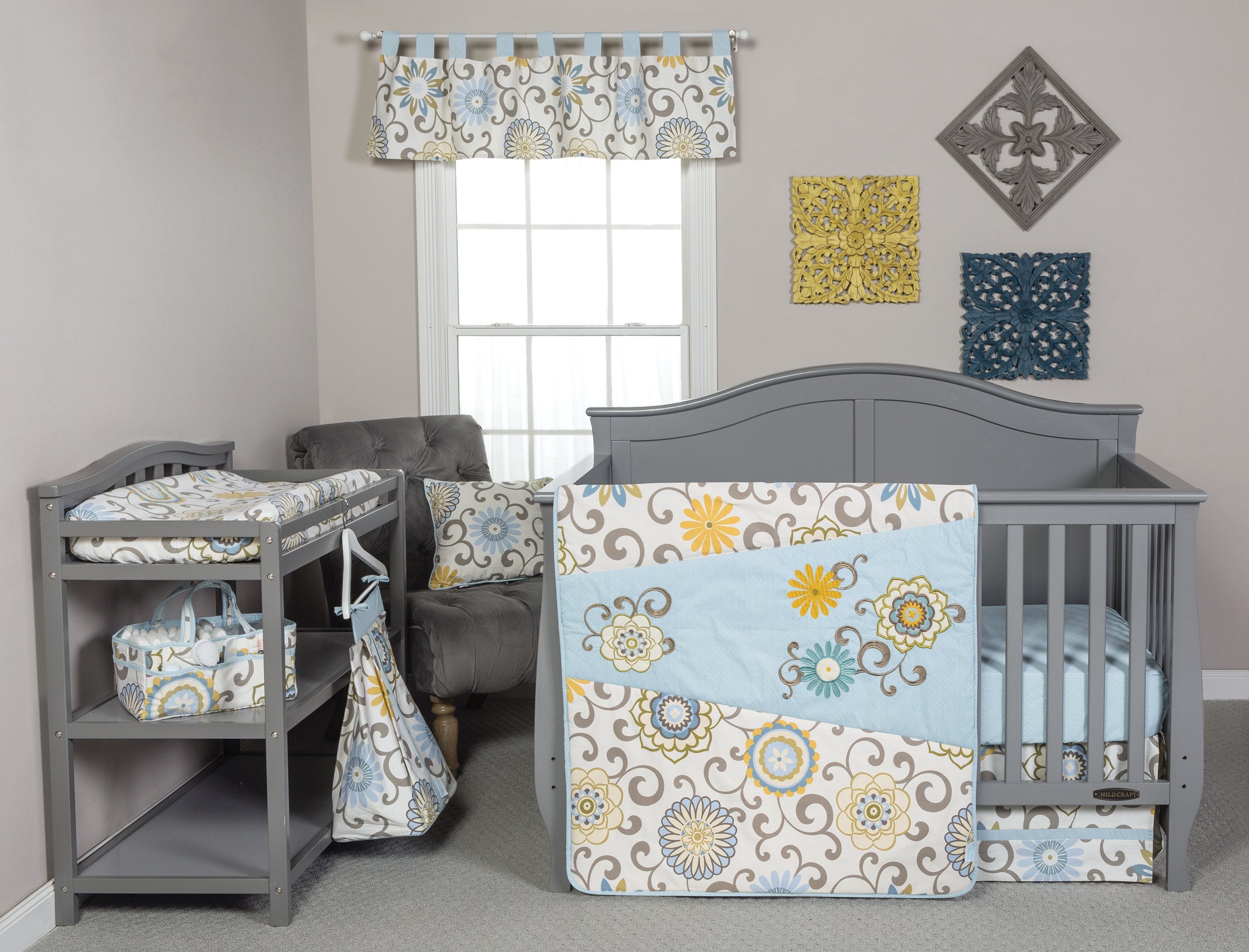 Waverly Pom Pom Spa 4 Piece Crib Bedding Set