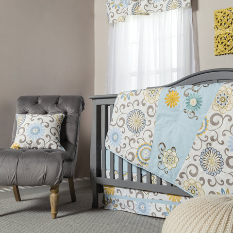 Image of Waverly Pom Pom Spa 4 Piece Crib Bedding Set