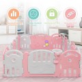 Image of Costway 16-Panel Baby Playpen with Music Box & Basketball Hoop