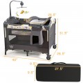 Costway 3-in-1 Convertible Portable Baby Playard with Music Box, Wheel and Brakes