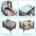 Costway 4-in-1 Convertible Portable Baby Playard Newborn Napper with Music and Toys